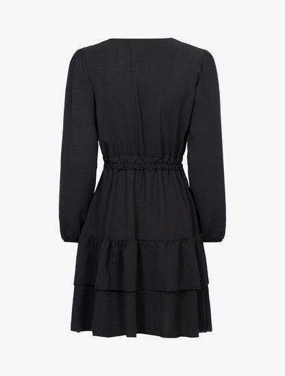 Robe légère à buste boutonné en V - Noir - 2