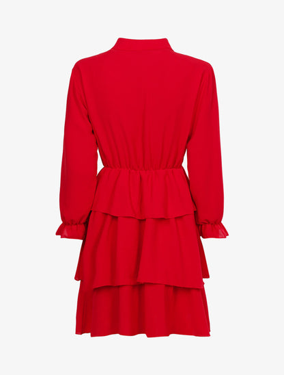 Robe à bas volanté - Rouge - 2