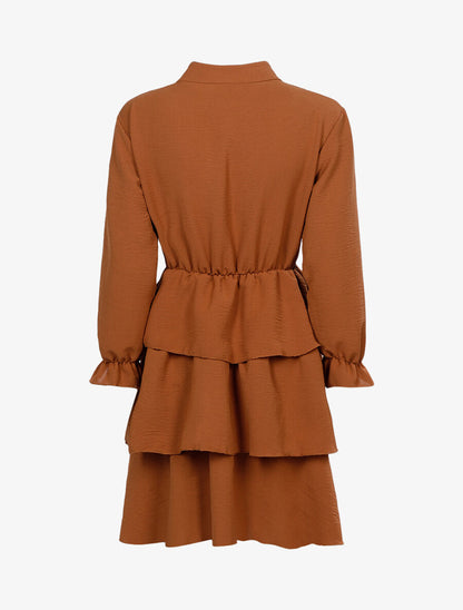 Robe à bas volanté - Marron - 2