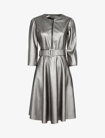 Robe patineuse en simili - Argent - 1