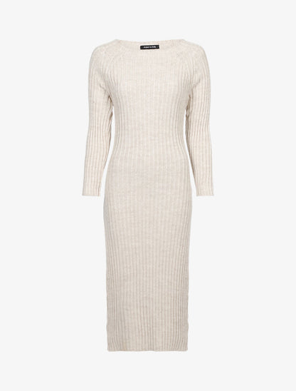 Robe à dos ajouré effet torsadé - Beige - 1