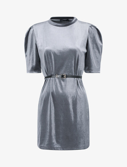 Tunique effet velours - Gris clair - 1