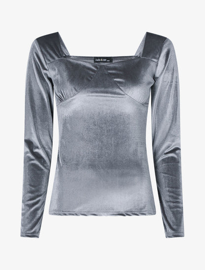 Top effet velours - Gris foncé - 1