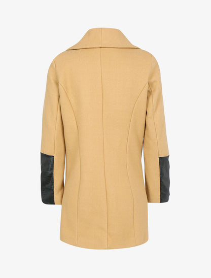 Manteau à détails simili - Camel - 2