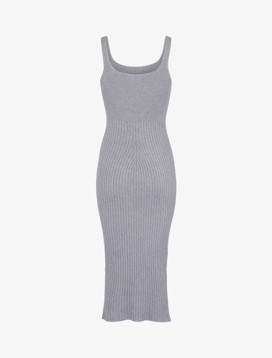 Robe fourreau en maille côtelée - Gris clair - 2