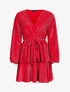 Robe pailletée à bas volanté - Rouge - 1