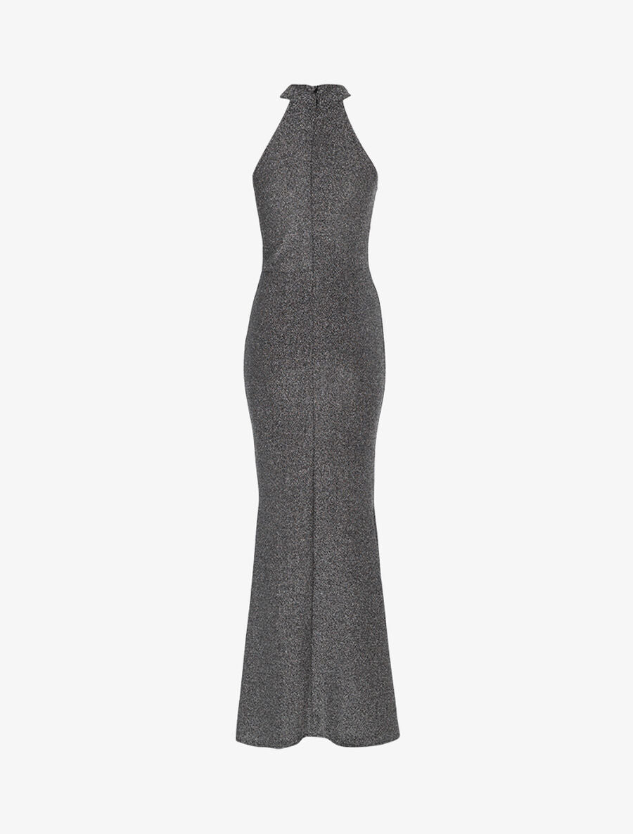 Robe sirène pailletée à encolure américaine - Argent - 2
