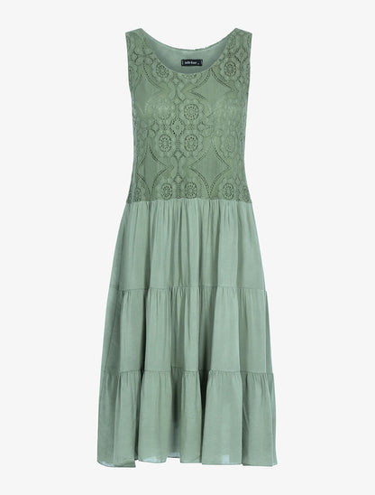 Robe à buste brodé - Kaki - 1