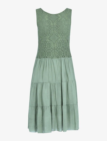 Robe à buste brodé - Kaki - 2