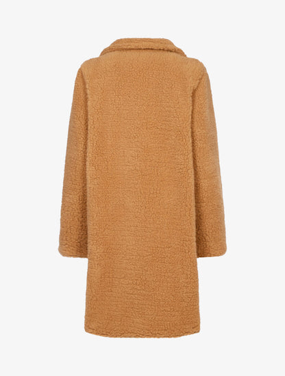 Manteau long et oversize en laine bouclette - Camel - 2