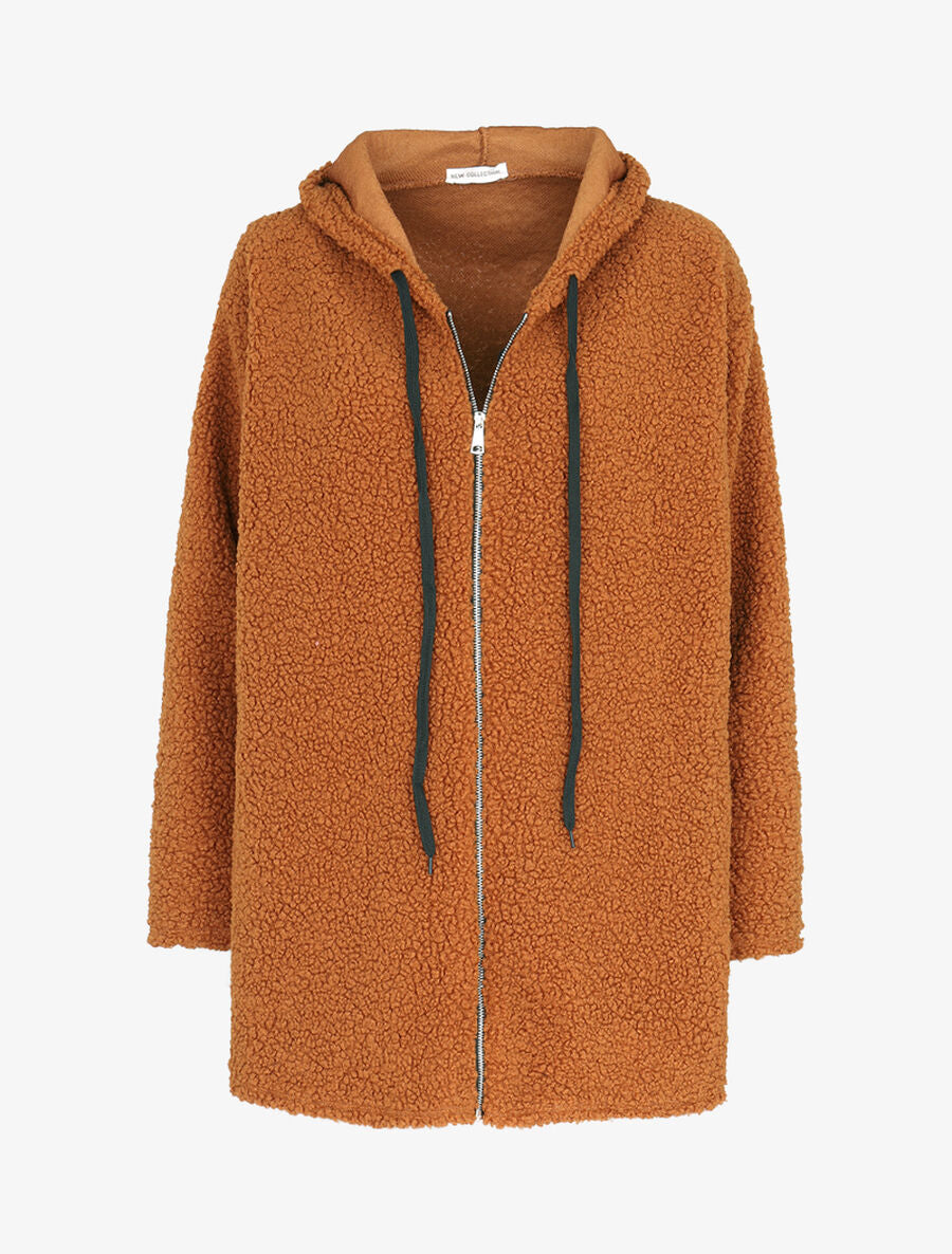 Manteau à capuche coupe droite - Rouille - 1