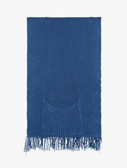 Poncho style écharpe à poches - Bleu charrette - 3