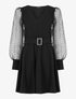 Robe à manches bishop à pois - Noir - 1