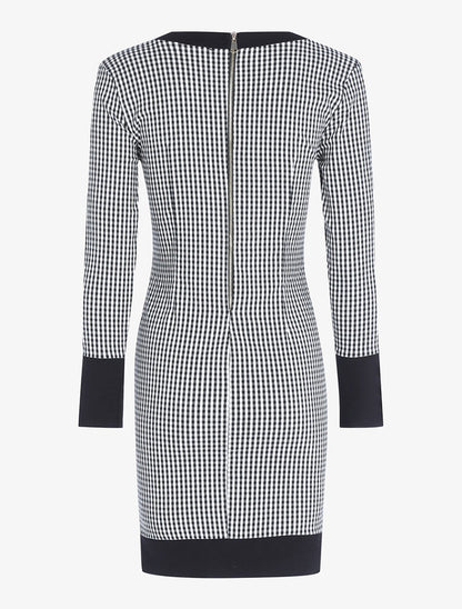 Robe boutonnée imprimé carreaux - Noir - 2