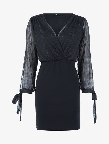 Robe buste tulle à pois - Noir - 1