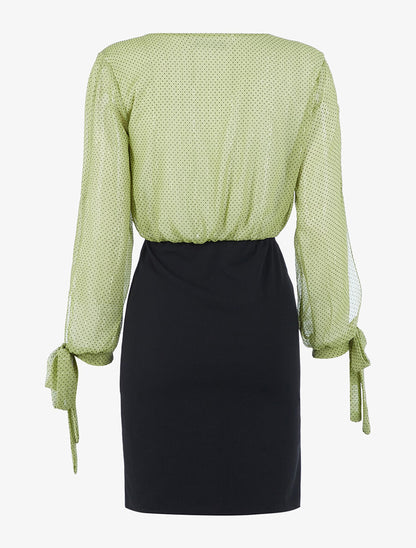 Robe buste tulle à pois - Vert/noir - 2