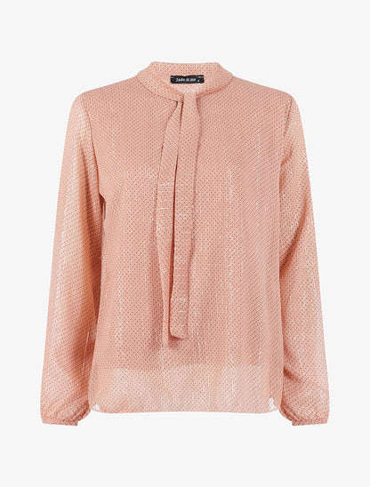Blouse à col lavallière - Rose - 1