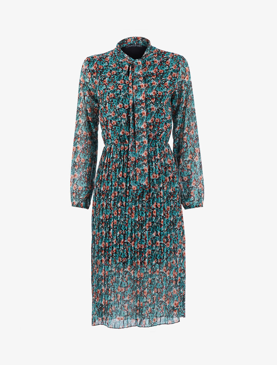 Robe longue fleurie - Vert - 1