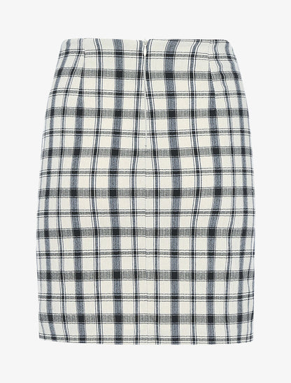 Mini jupe à imprimé tartan - Beige - 2