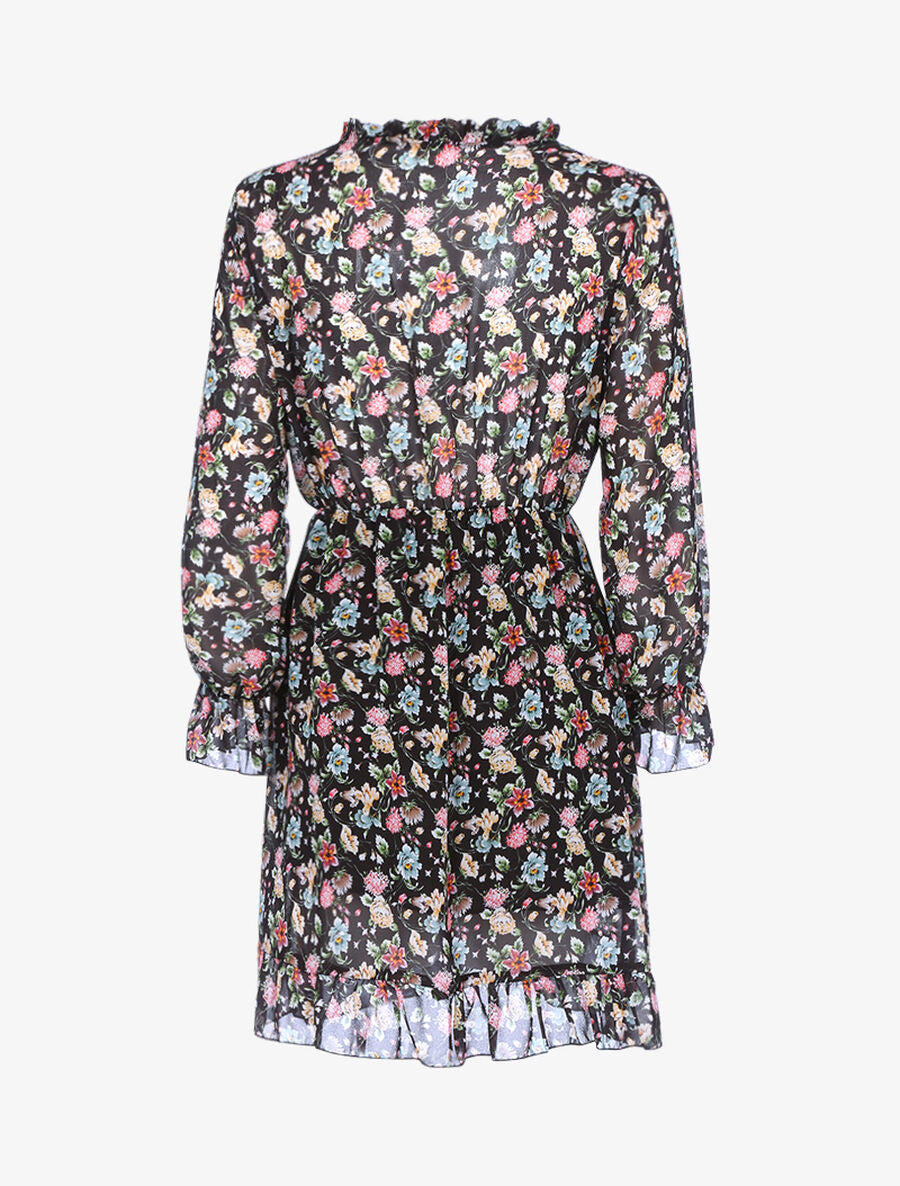 Robe portefeuille à imprimé printanier - Noir - 2