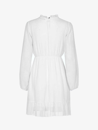 Robe volantée à col montant - Blanc - 2