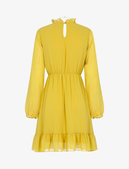 Robe volantée à col montant - Jaune - 2