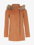 Manteau feutrine basic à capuche - camel - 1