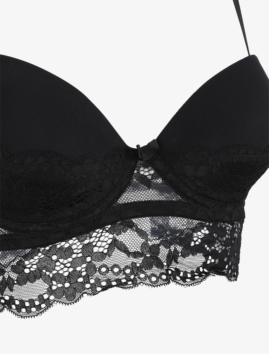 Ensemble lingerie à dentelle fleurie - Noir - 4