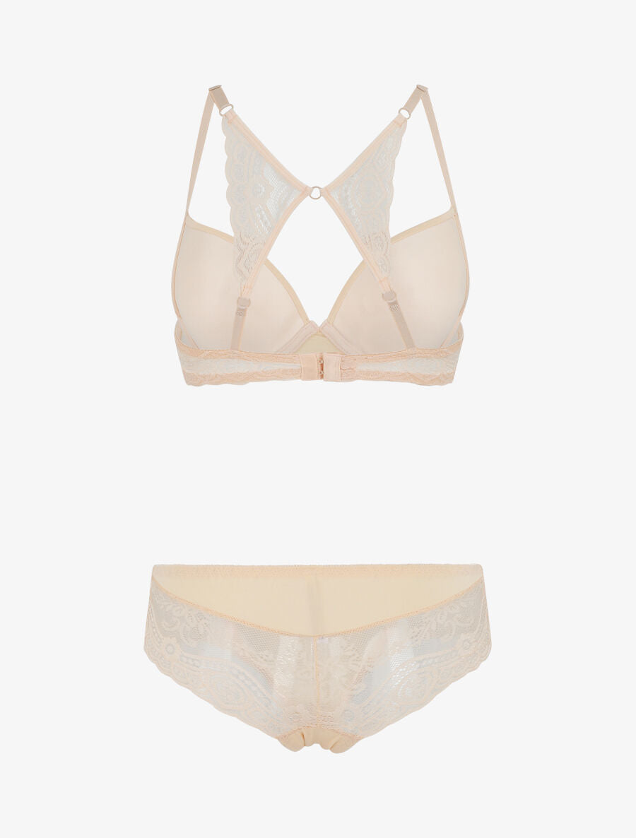 Ensemble push up dos nageur en dentelle - Nude - 3