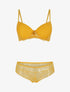 Ensemble push up à pois en dentelle - Jaune moutarde - 4
