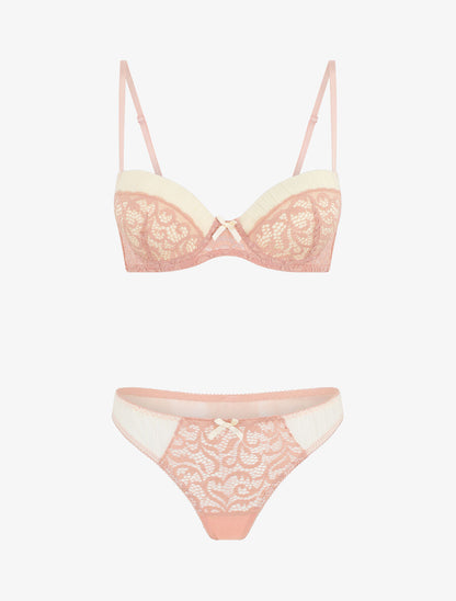 Ensemble push up en dentelle à motif graphique - Rose - 5