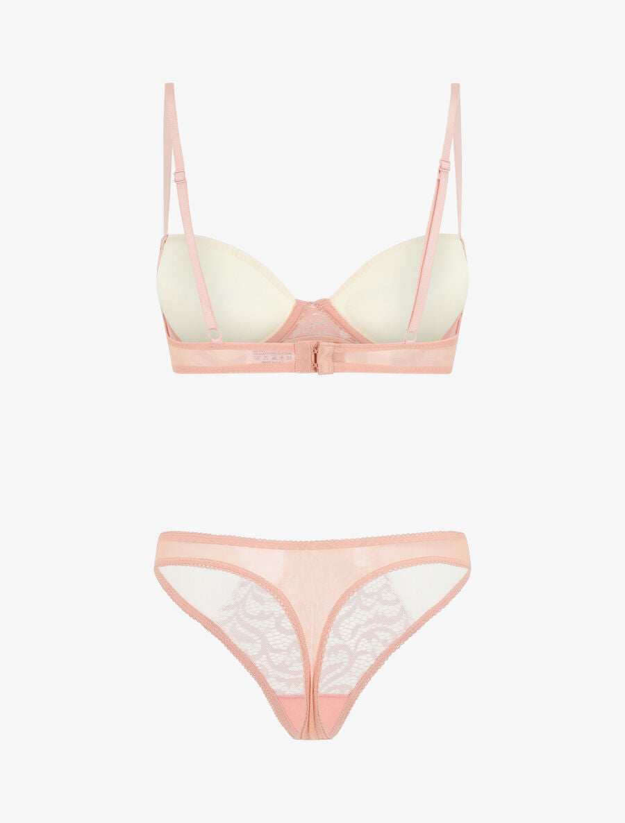 Ensemble push up en dentelle à motif graphique - Rose - 3