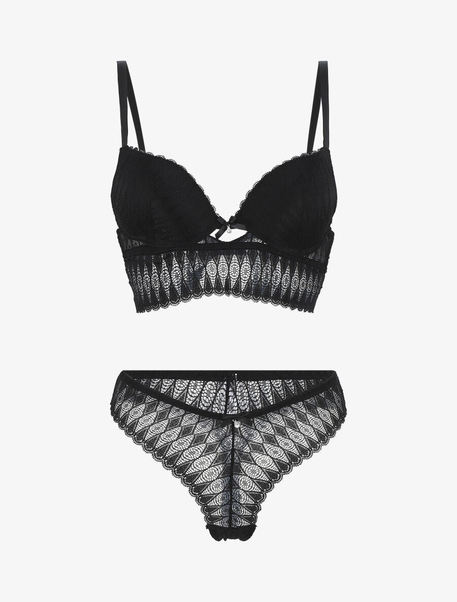 Ensemble push up bandeau en dentelle - Noir - 4