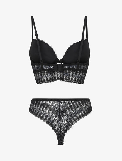 Ensemble push up bandeau en dentelle - Noir - 2