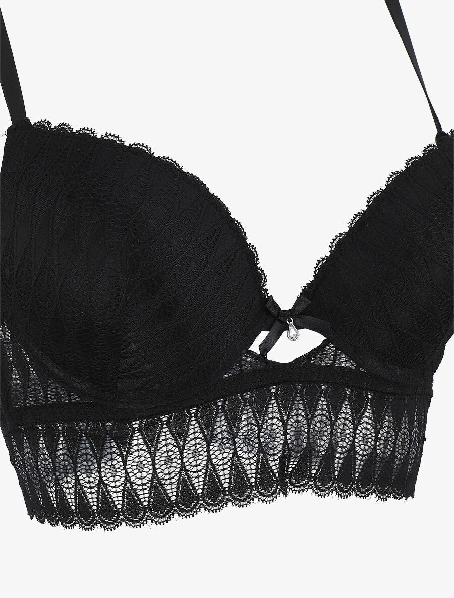 Ensemble push up bandeau en dentelle - Noir - 3