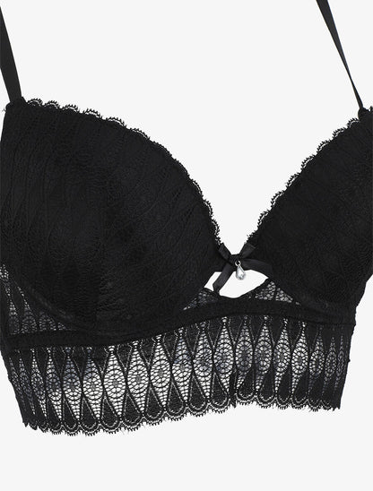 Ensemble push up bandeau en dentelle - Noir - 3