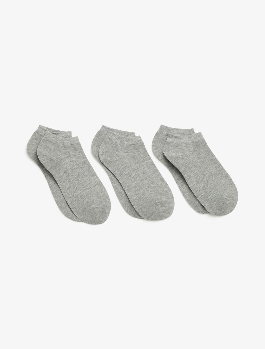 Lot de 3 socquettes unies en coton mélangé - Gris - 2