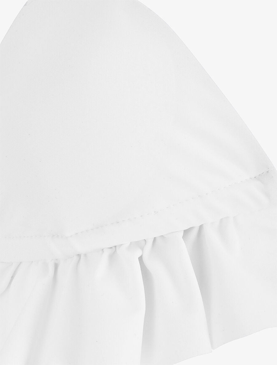 Bikini triangle uni à détail bijoux - Blanc - 4