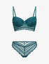 Ensemble lingerie en dentelle - Bleu canard - 3