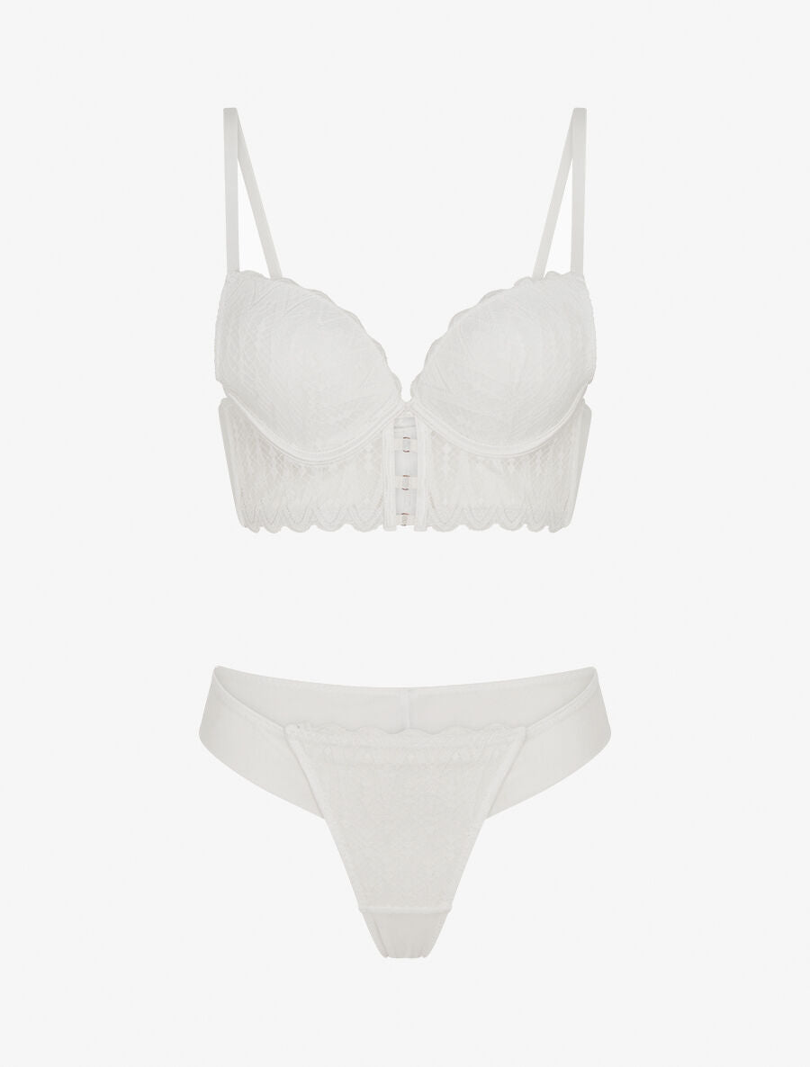 Ensemble soutien-gorge et tanga en dentelle - Blanc - 3