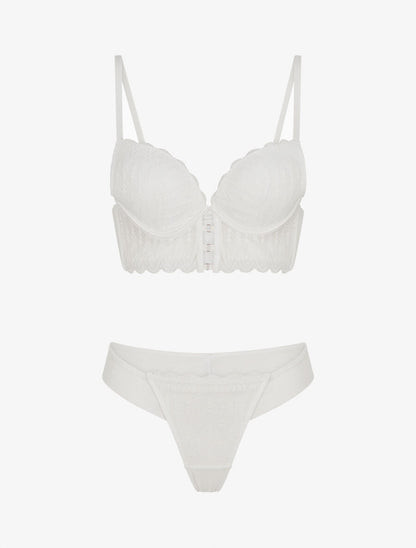 Ensemble soutien-gorge et tanga en dentelle - Blanc - 3