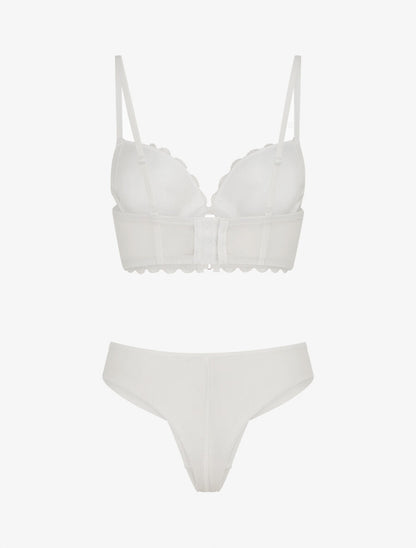 Ensemble soutien-gorge et tanga en dentelle - Blanc - 2