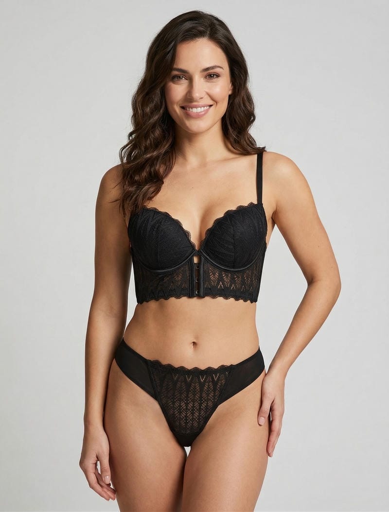 Bh en tanga slip set kant - zwart