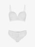 Ensemble soutien-gorge et tanga ajouré à détail satiné - Blanc - 1