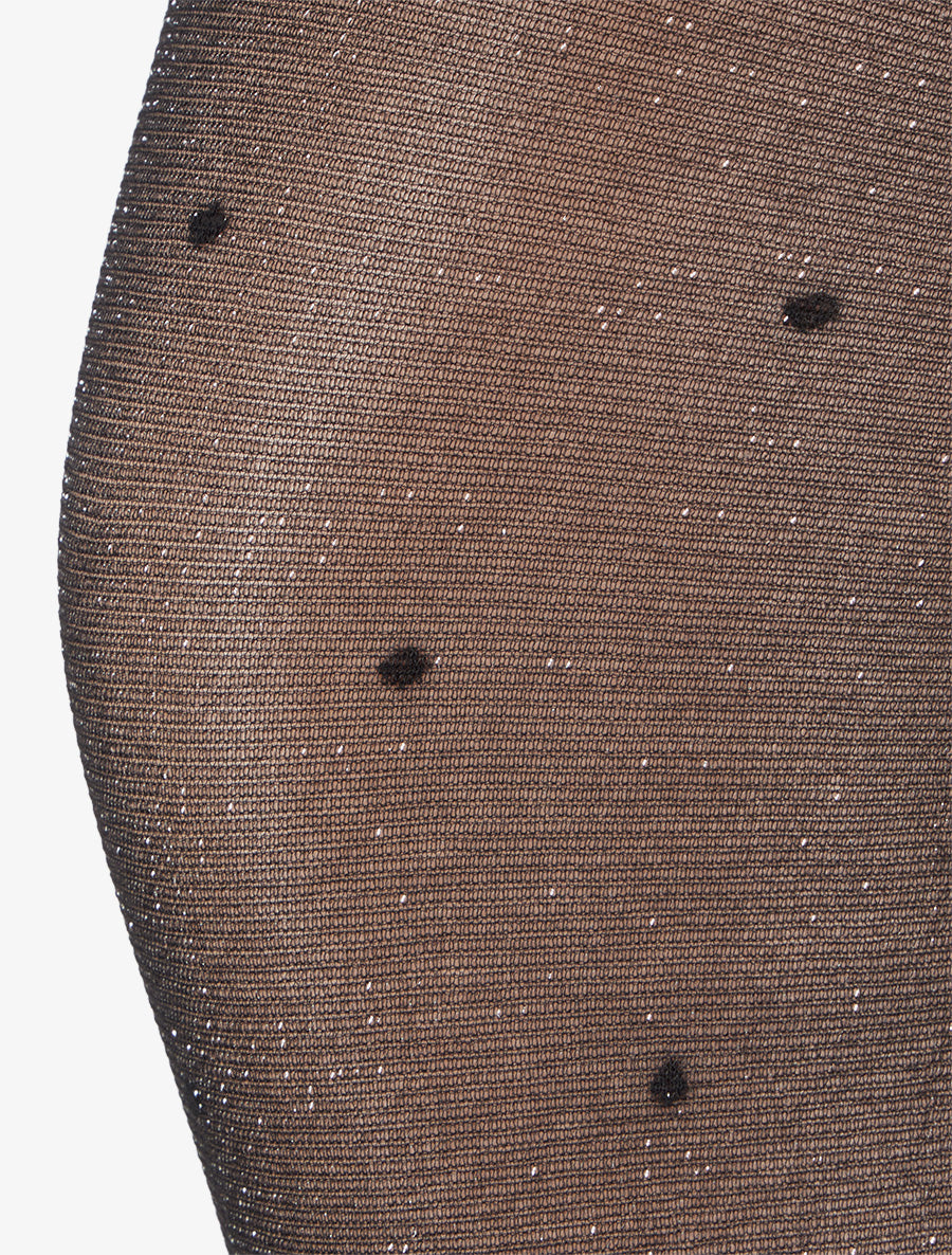 Collants en voile irisée imprimé à pois - Noir - 2