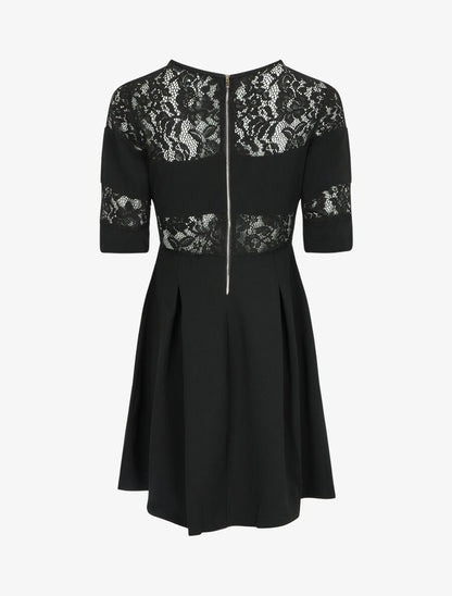 Robe patineuse à empiècements dentelle - Noir - 3